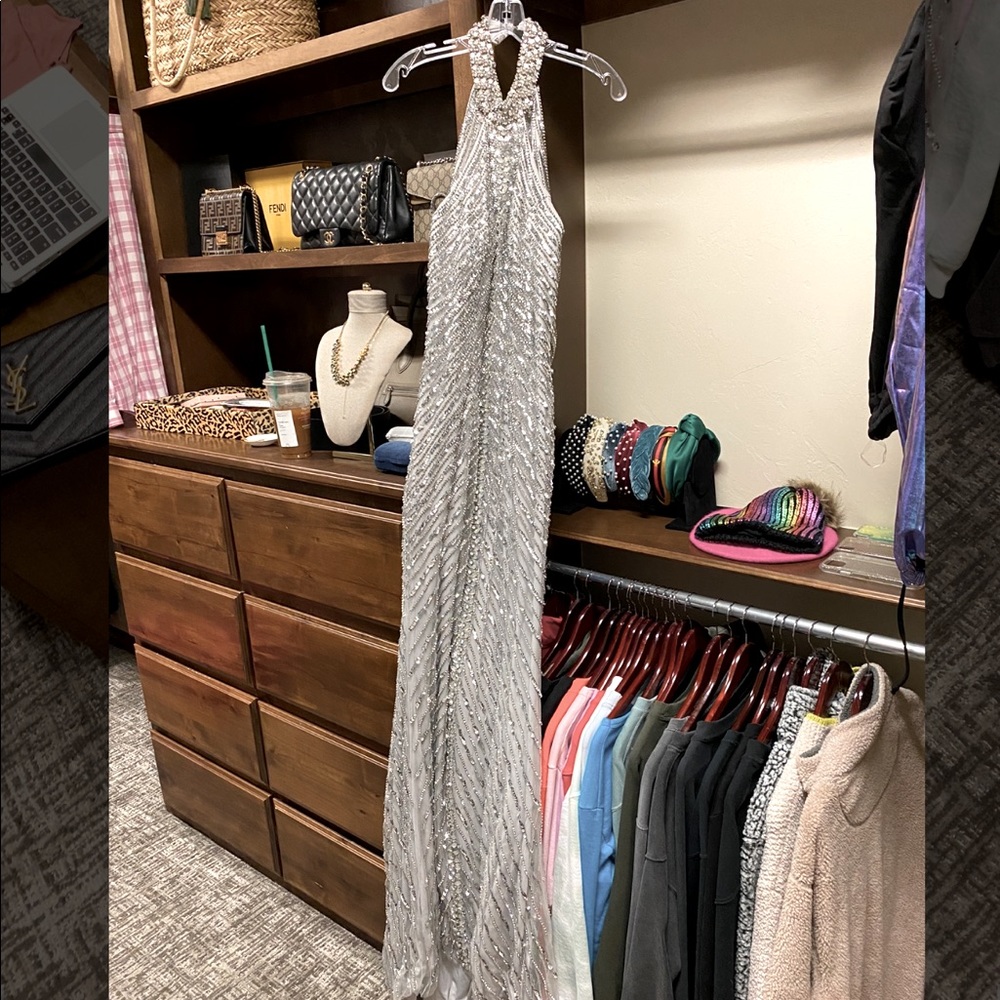 COLORS brand Silver Sequin Gown